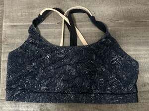 Lululemon Free To Be Zen Bra Braided Strap Blue White Geometric Print#114